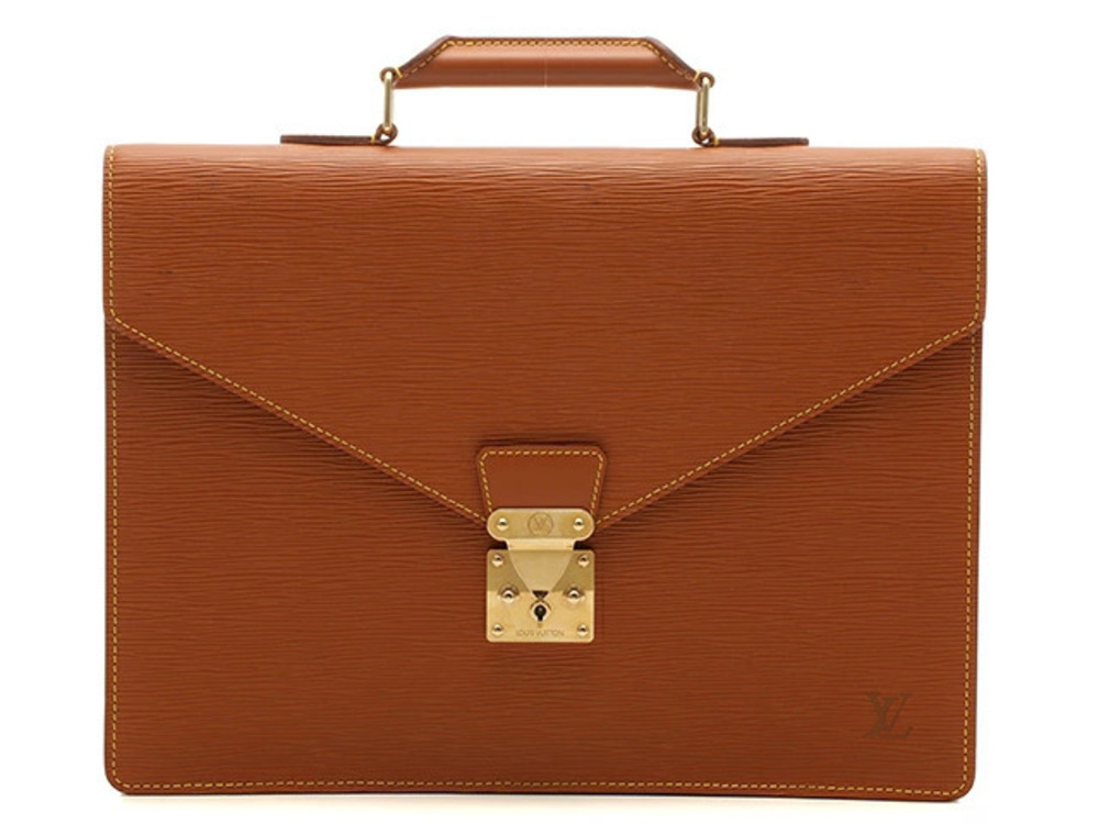 LOUIS VUITTON Business Bag Serviette Conseiller Epi Leather Zipangu Gold Brown